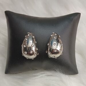 Elegant Silver Water Drop Stud Earrings